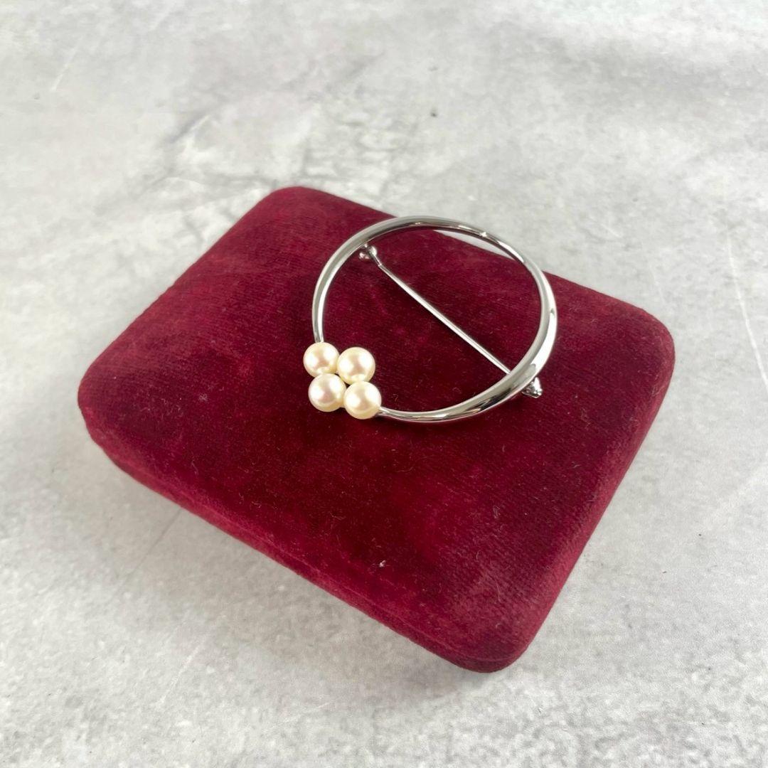 MIKIMOTO ミキモト ブローチ パール 真珠 シルバー SV 4粒 MIKIMOTO（ミキモト） ブローチ サークル 真珠 4.3mm パール SV