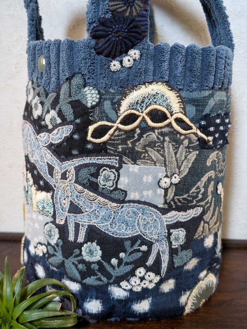 SALE❗️古布藍染《飛び躍ねるパプリッコ》ミナ　サリーS　PJC 　バック