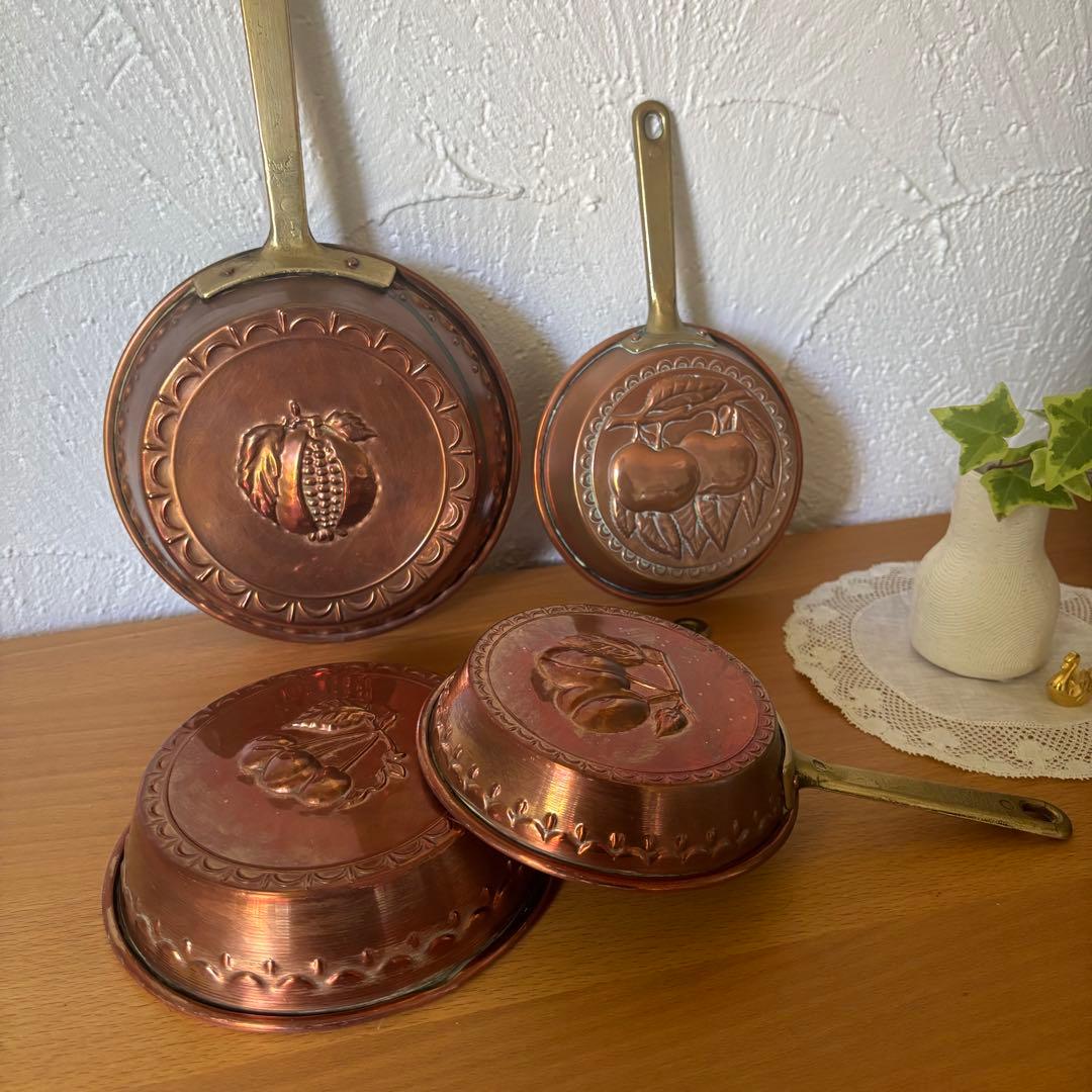 ザクロ 取手付きコッパーモールド 銅製 フランスアンティーク