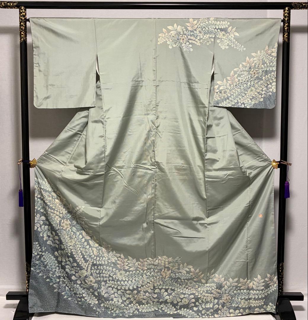 D323本場大島紬 辻ヶ花 絞り 訪問着 正絹着物 袷 しつけ糸付き未使用極