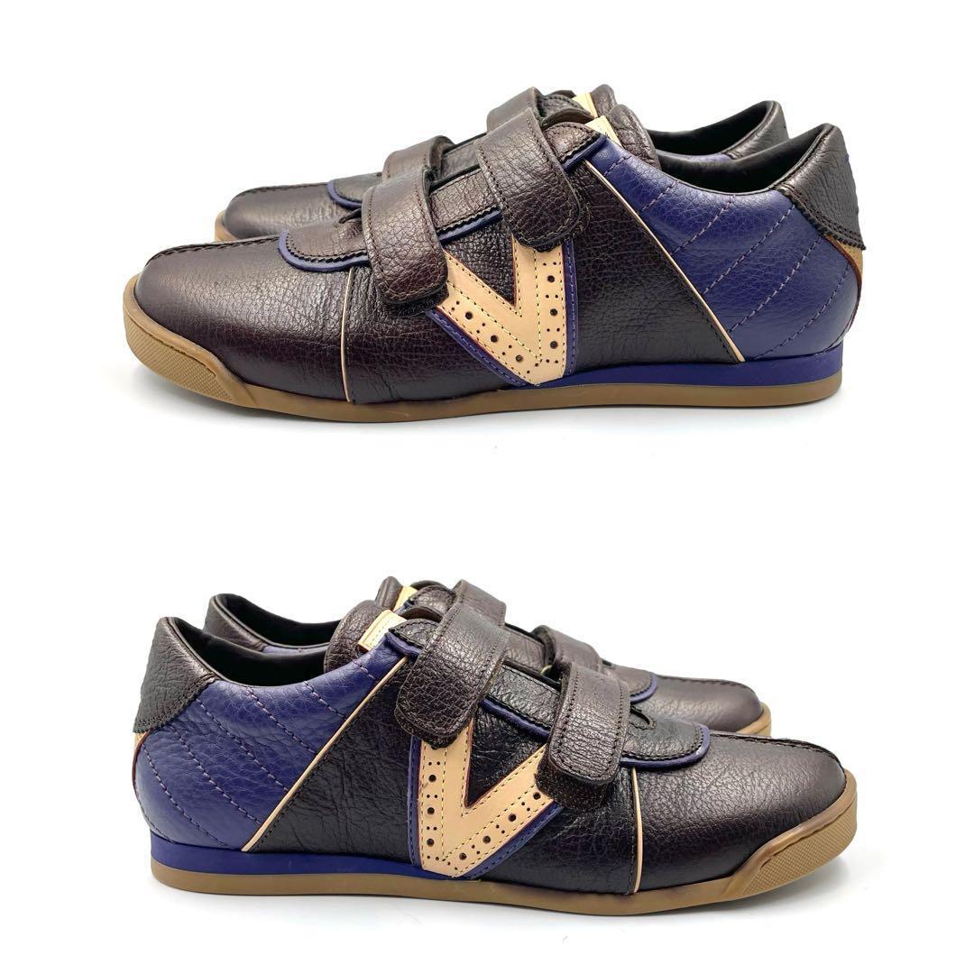 《未使用品》ルイヴィトン キッズ LVロゴ ベルクロ 本革 茶系33 付属あり