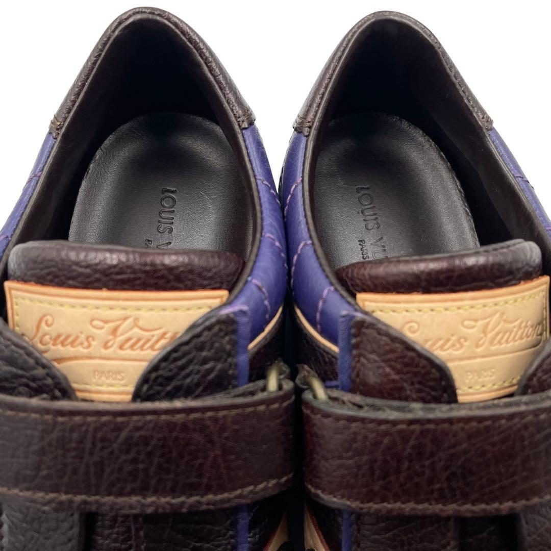 《未使用品》ルイヴィトン キッズ LVロゴ ベルクロ 本革 茶系33 付属あり