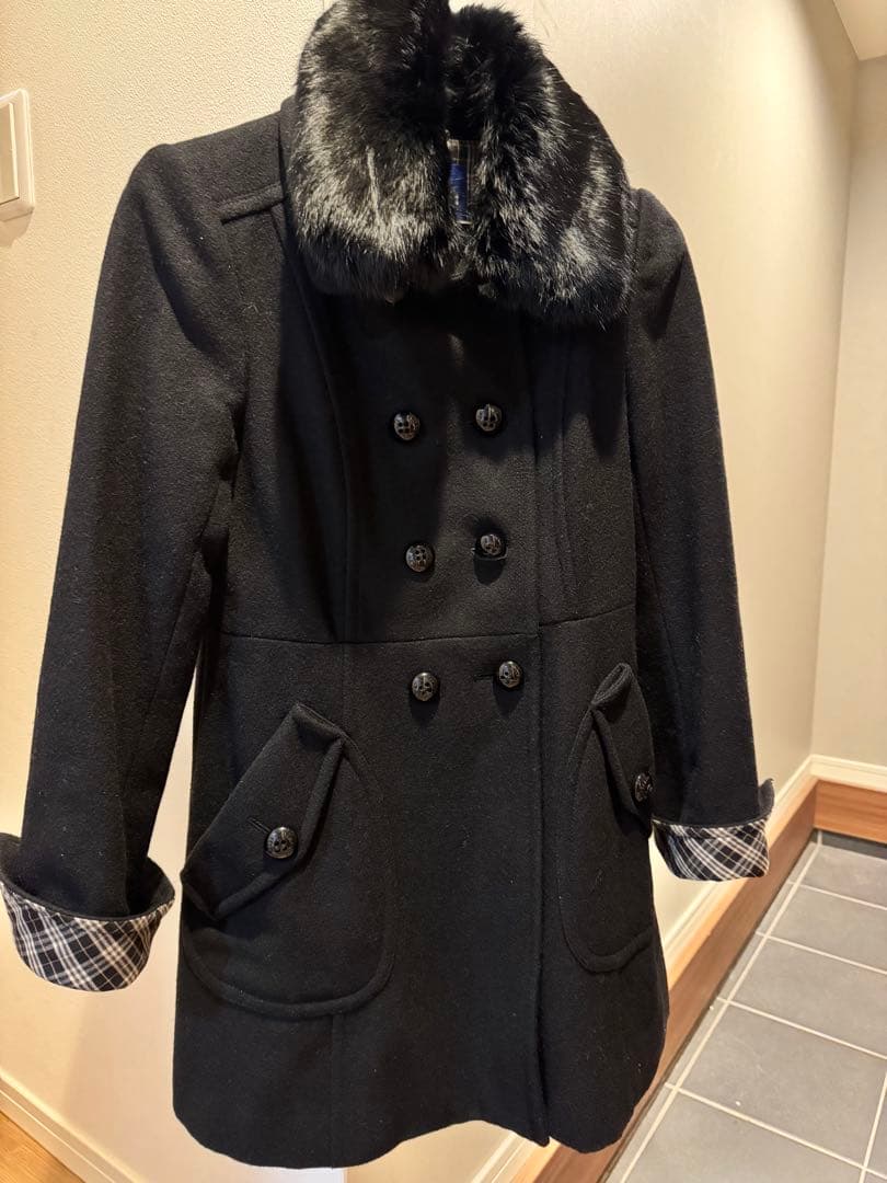 BURBERRY BLUE LABEL ファー付きウールコート 38