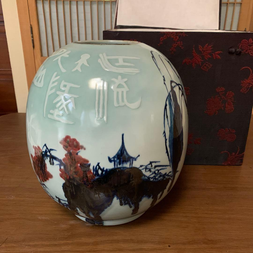 景徳鎮　灯籠瓶 陳敏作