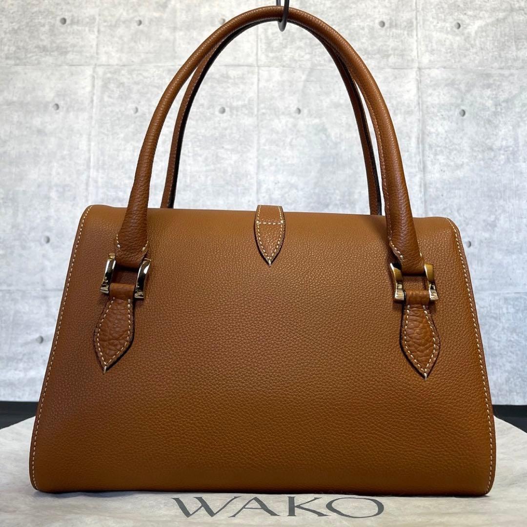 新品同様】WAKO 銀座和光 シボ革 レザー キャメルブラウン トート