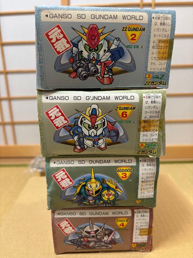 当時物】元祖SDガンダム初期4体セットΖ／ZZ／ザクIII／ヤクト 箱・説