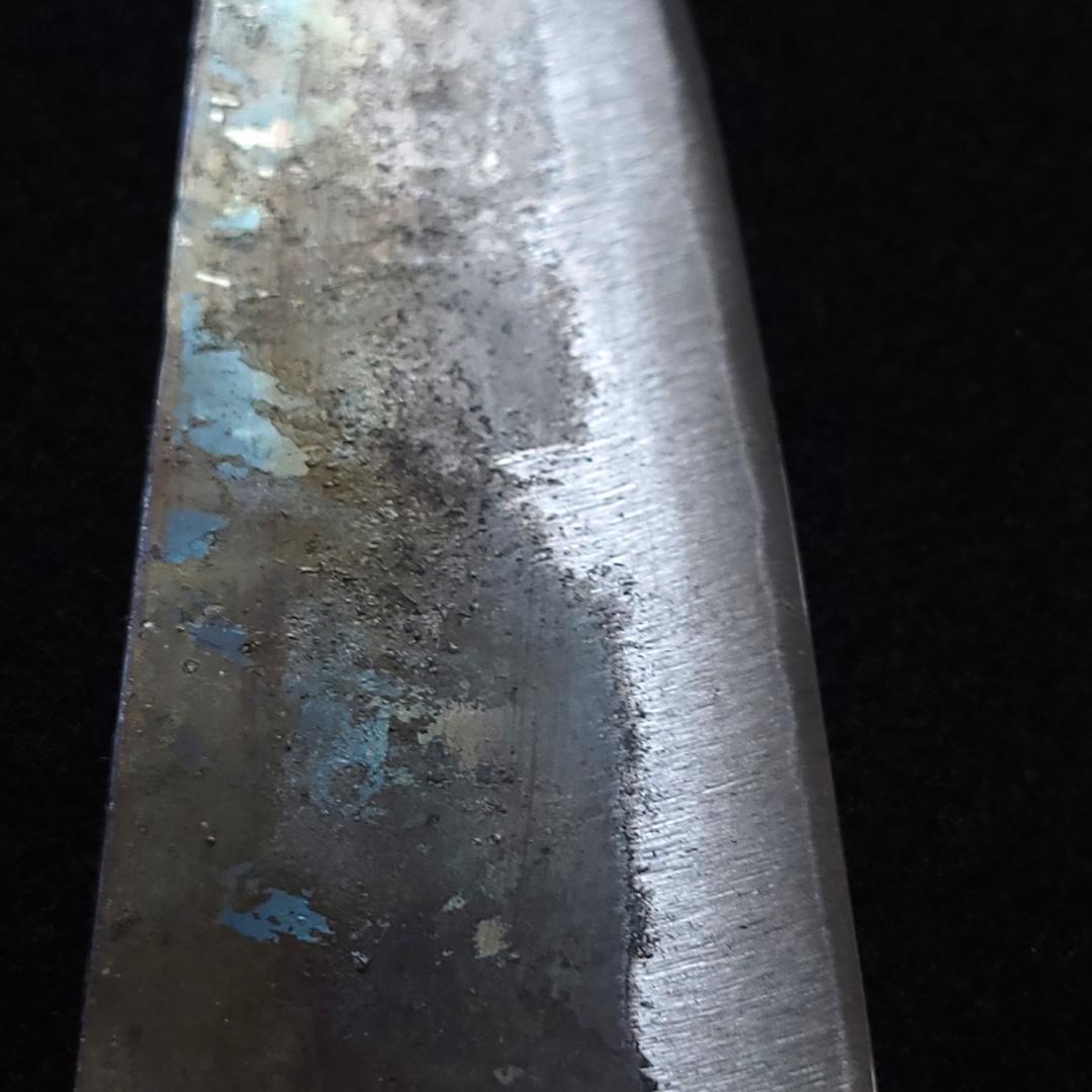 青紙2号 黒打 文化包丁 170㎜ G9396 ベリ柄 手作り 1点物 月光作