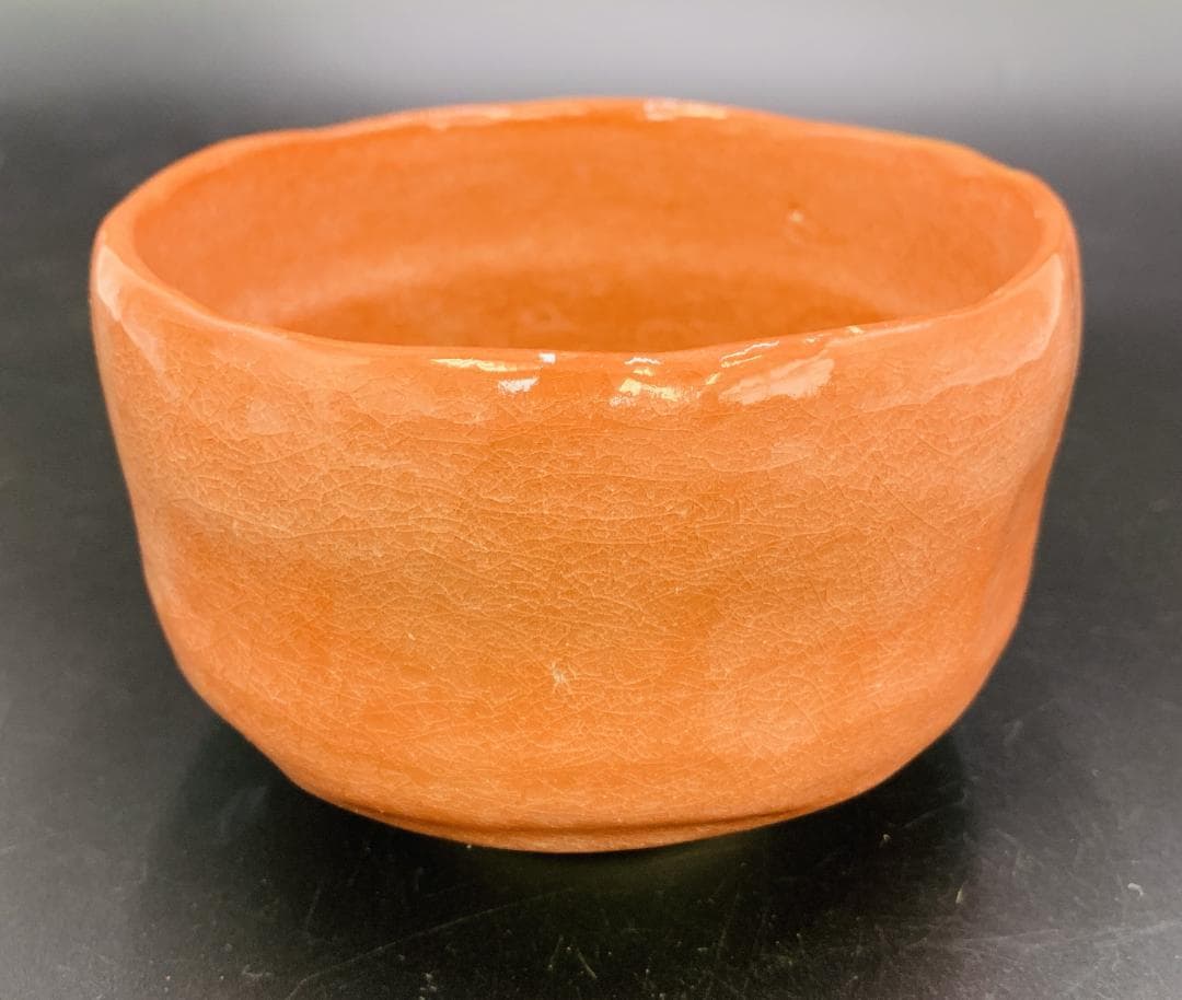 美品 佐々木松楽 赤楽茶碗 楽焼 抹茶碗 茶道具 京焼 伝統工芸 箱付