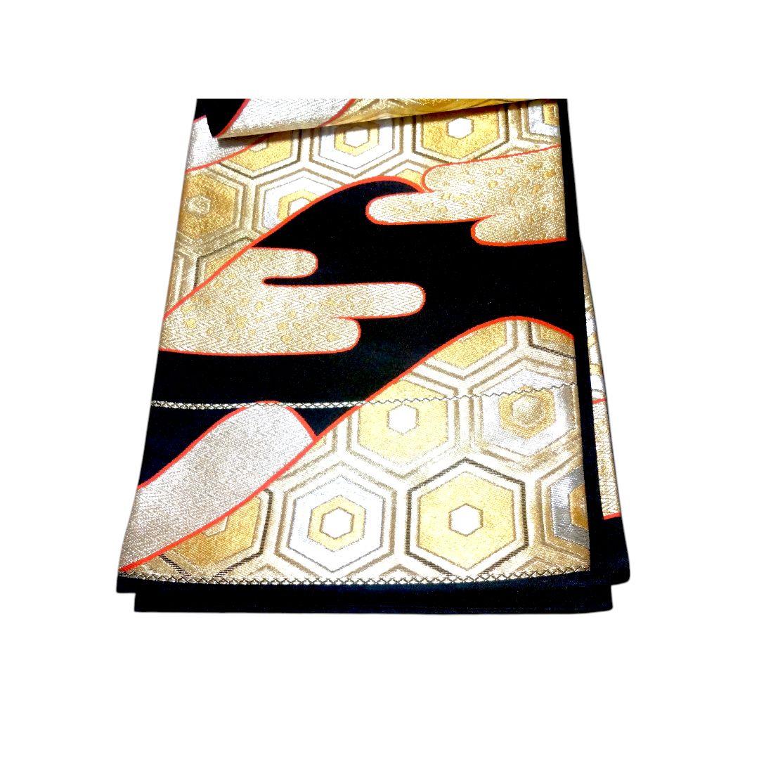 豪華 袋帯 正絹 六通柄 金銀糸 雲取り亀甲文様 振袖 訪問着 成成人式