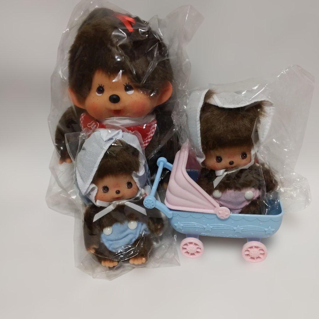 新品】モンチッチМ・ベビチッチぬいぐるみ3体とベビーカーセット