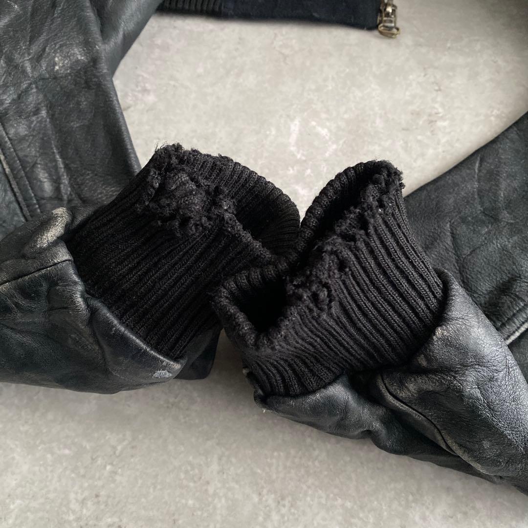 名作 90s NIKE 味アリ ウール×レザー スタジャン オール ブラック 黒