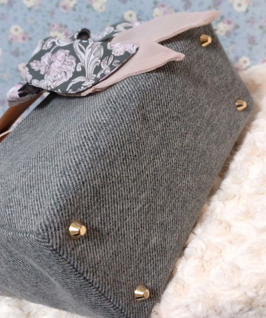 リボンスカーフ付ミニトート 仕切りポーチ付 ツイード アレキサンダー