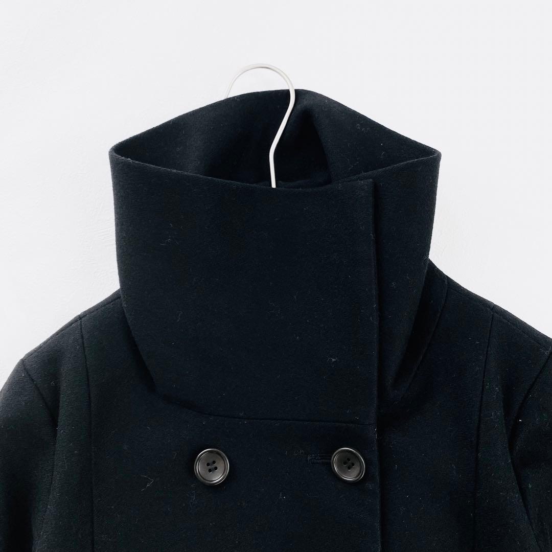2961A美品 セオリー スタンドカラーショートウールコート 黒 大きい