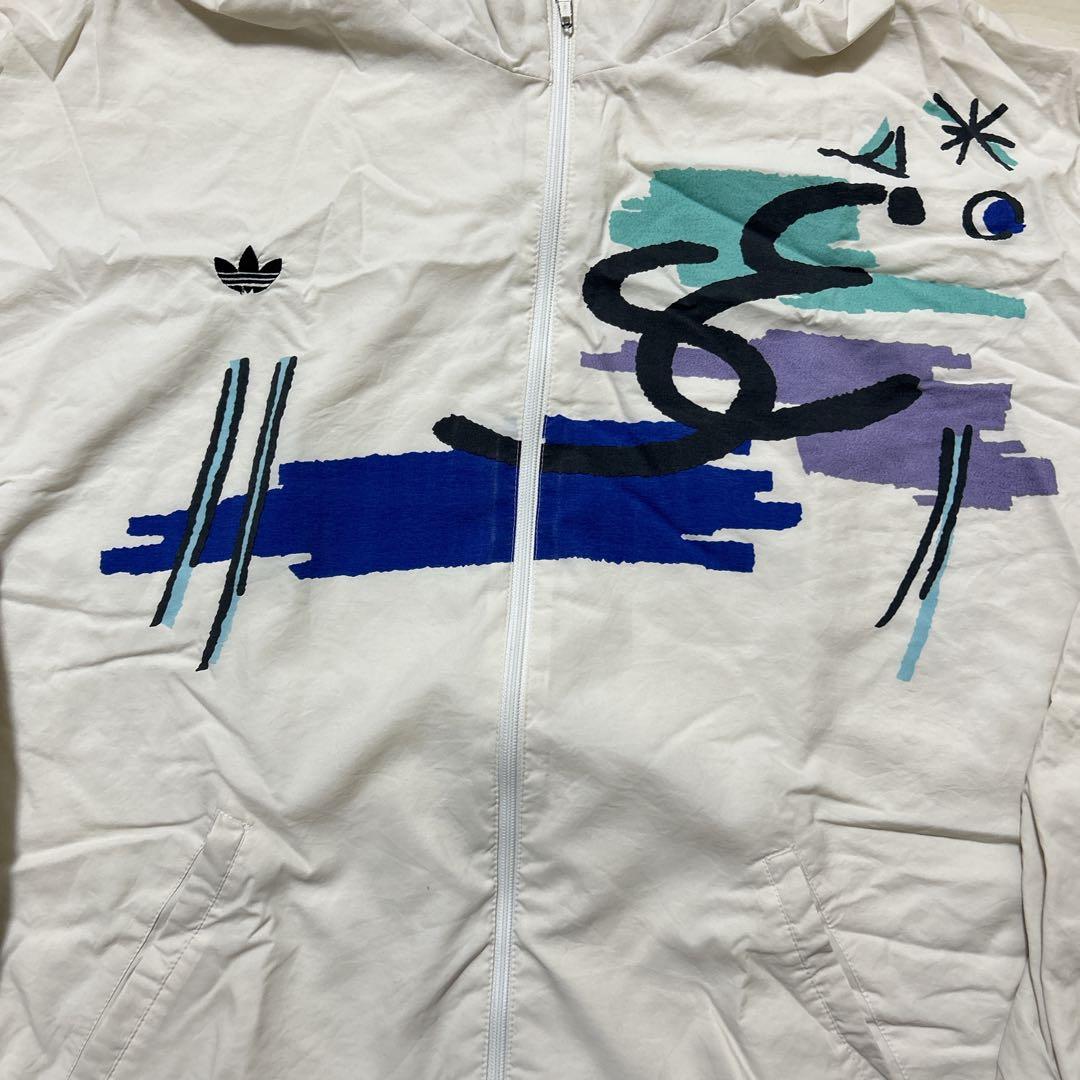 90s adidas ステファンエドバーグ ウィンドブレーカー L 白 青 - メルカリ