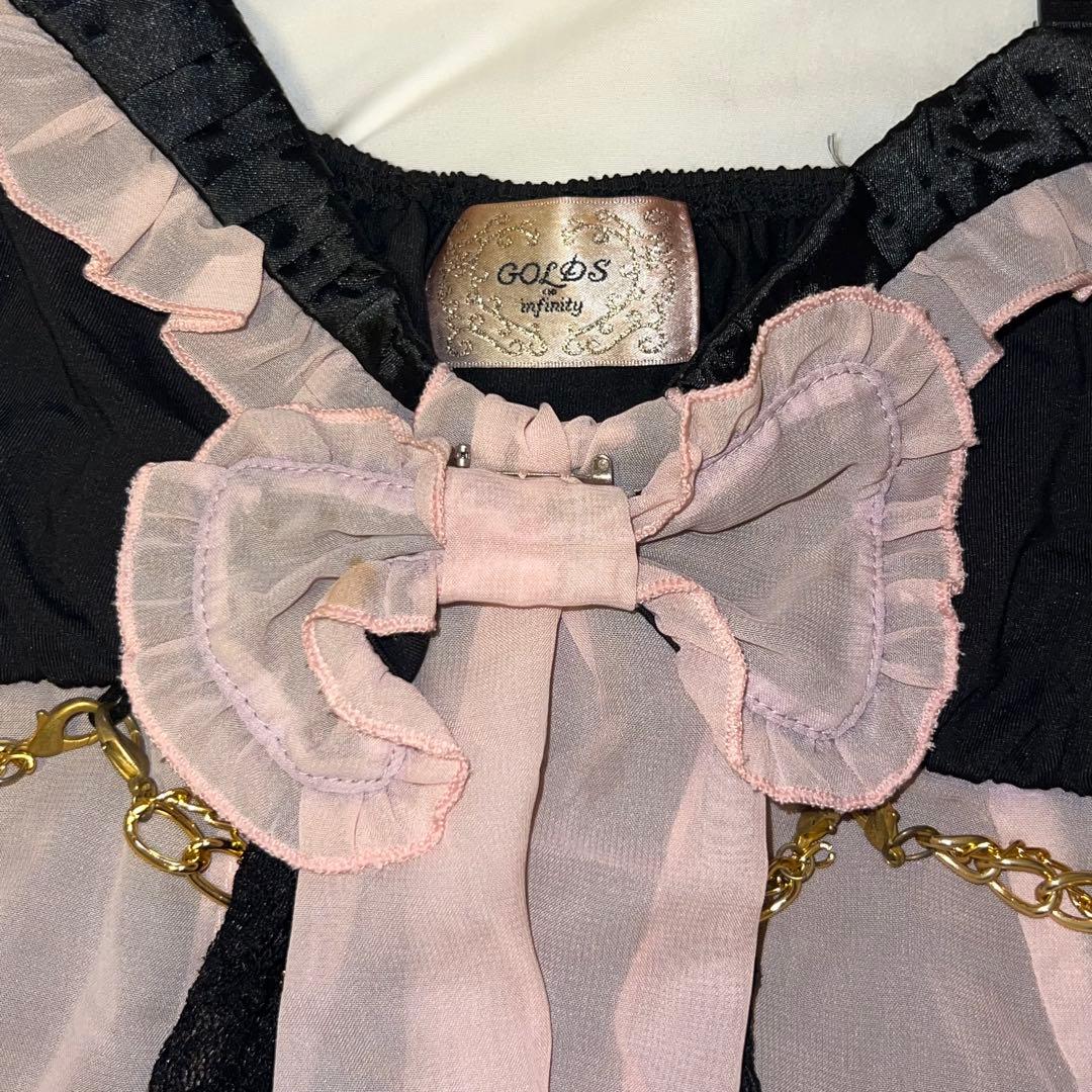 GODS∞infinity キャミソール 黒ピンク シフォン