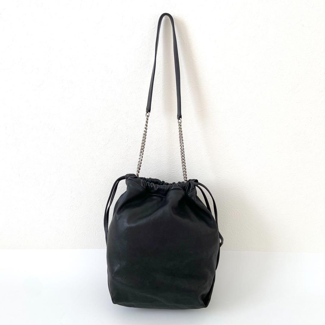 希少 大容量 サンローラン テディ ショルダーバッグ チェーン 巾着