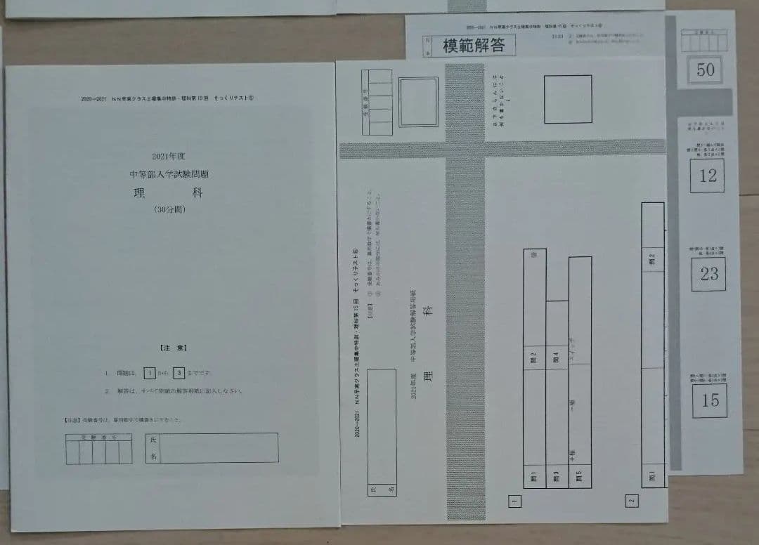 NN早実クラス 土曜特訓 全そっくりテスト 理科社会 早稲田アカデミー