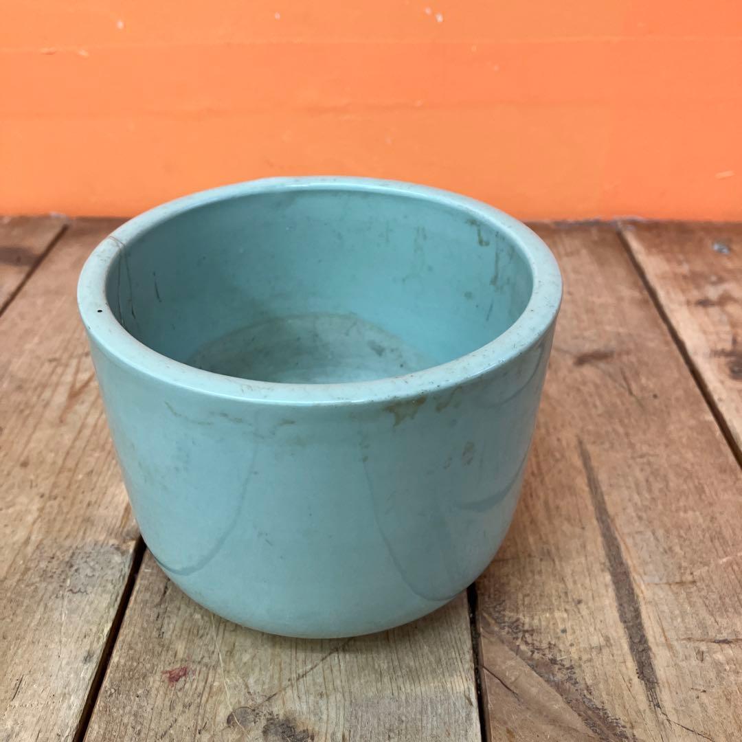 D-壁 アンティーク 骨董 古道具 陶器 青磁 鉢 植木鉢 ミニ火鉢 金継ぎ