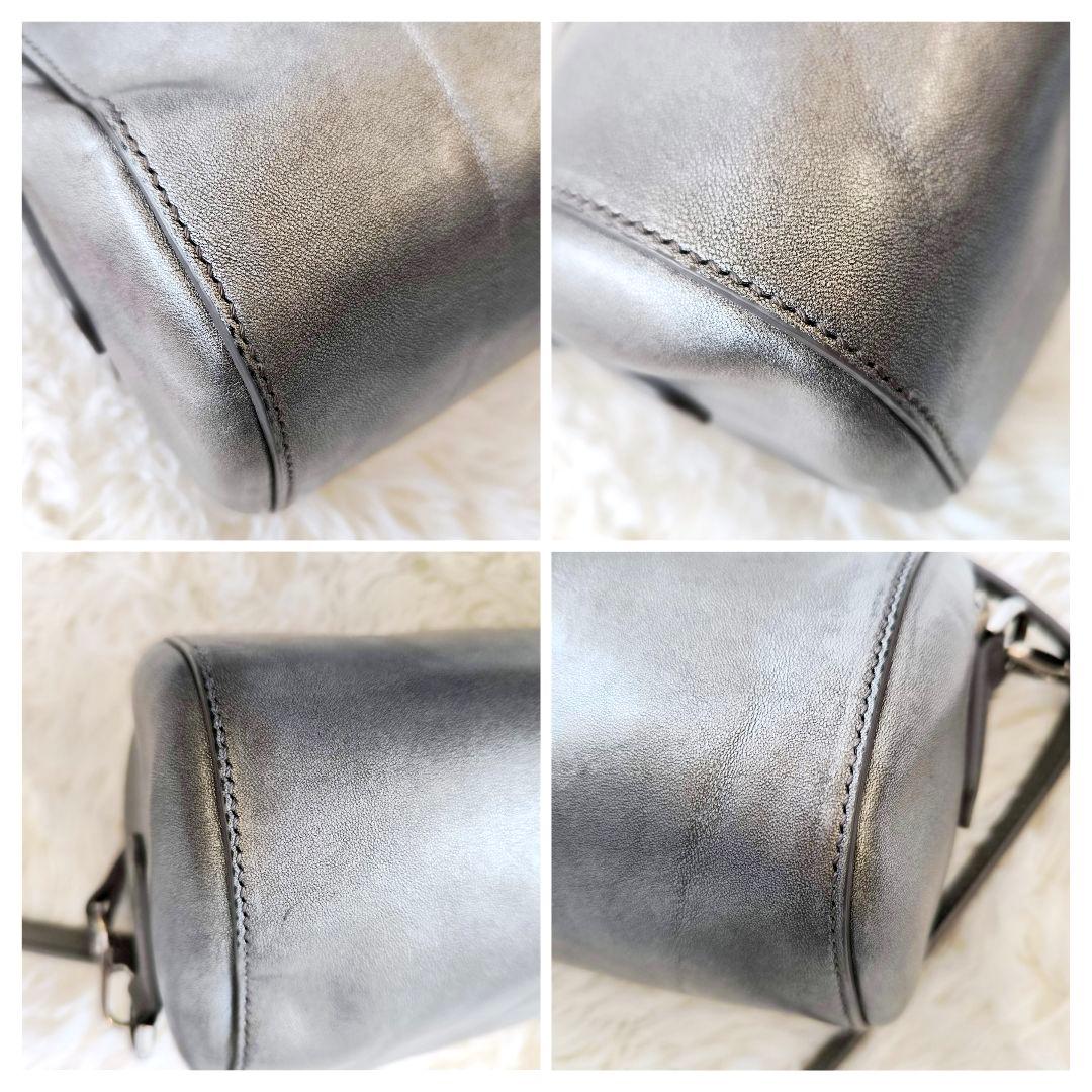 HIROFU ヒロフ ショルダーバッグ ドラム型 シルバー - メルカリ