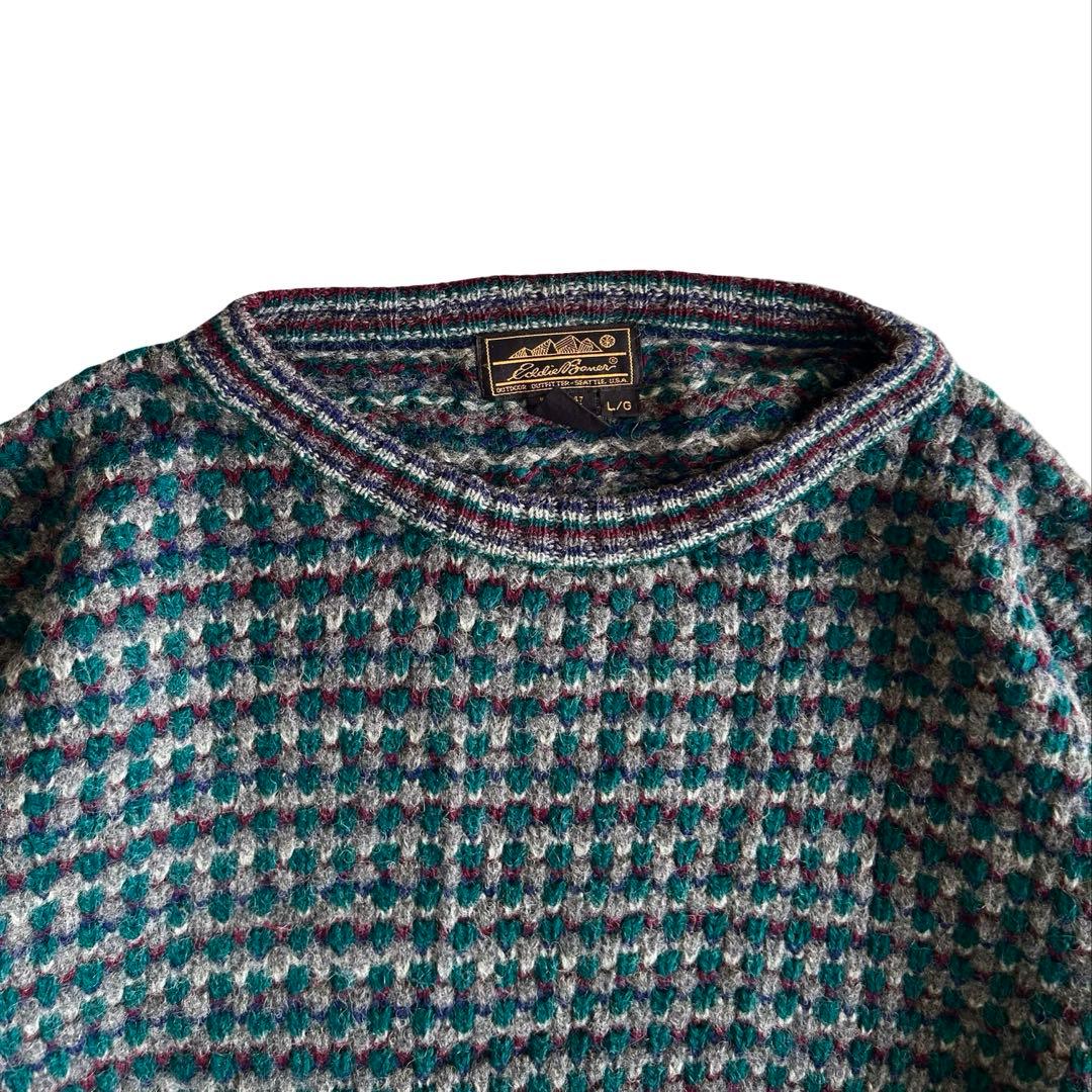 希少】80s エディーバウアー ポップコーン シェットランドウールニット