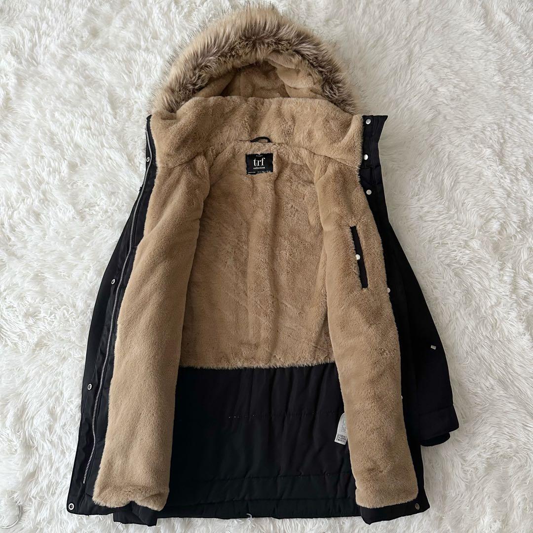 美品】ZARA trf モッズコート ボア ブラック ファー付き Sサイズ