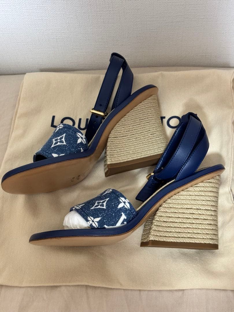 ルイヴィトン モノグラム デニム マイアライン ウェッジソール