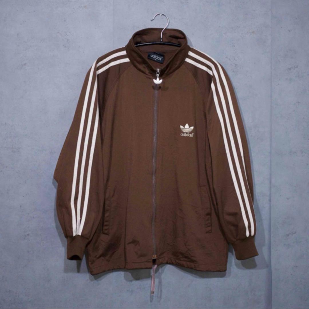 adidas 90s トラックジャケット ブラウン 在原みゆ紀着用 好配色