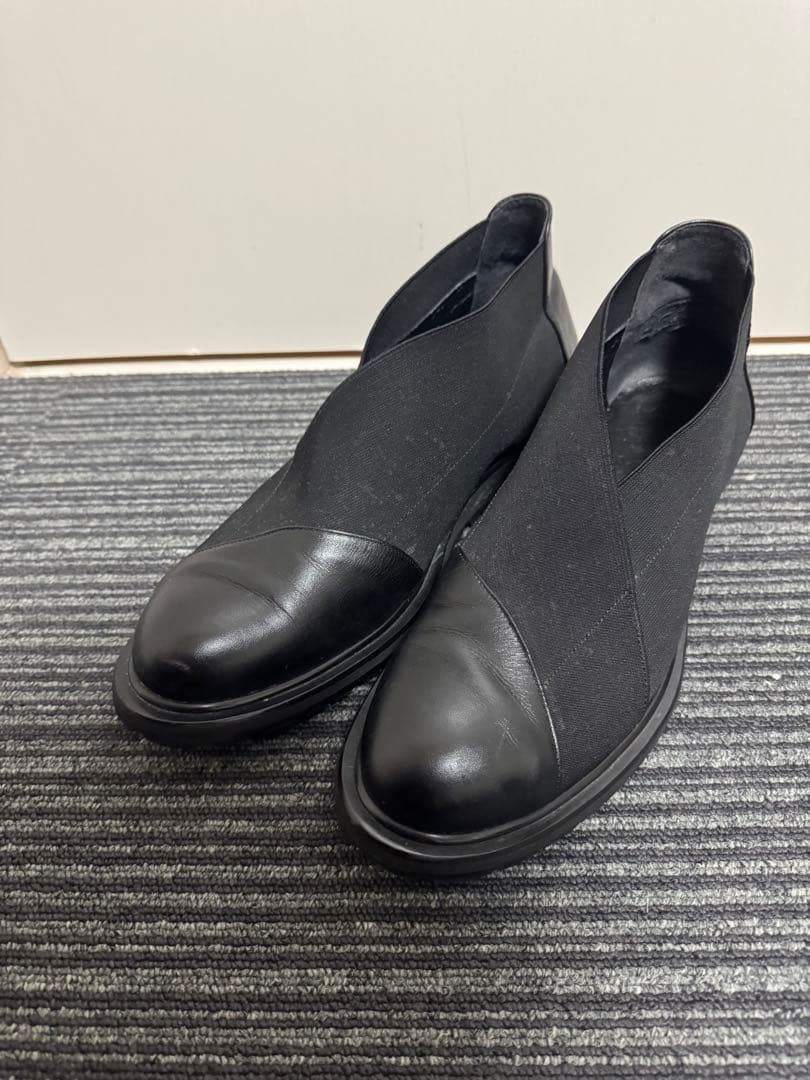 Yohji Yamamoto ヨウジヤマモト ブーツ アンクルブーツ yohji yamamoto - MAT SMOOTH LEATHER ZIP BIKER BOOTS （BLACK