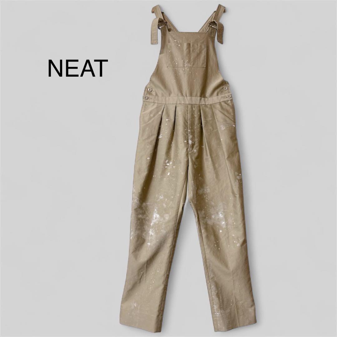 NEAT ニート　オーバーオール　ペイント加工　白ペンキ　サロペット　ベージュ NEAT ニート オーバーオール ペイント加工 白ペンキ サロペット ベージュ
