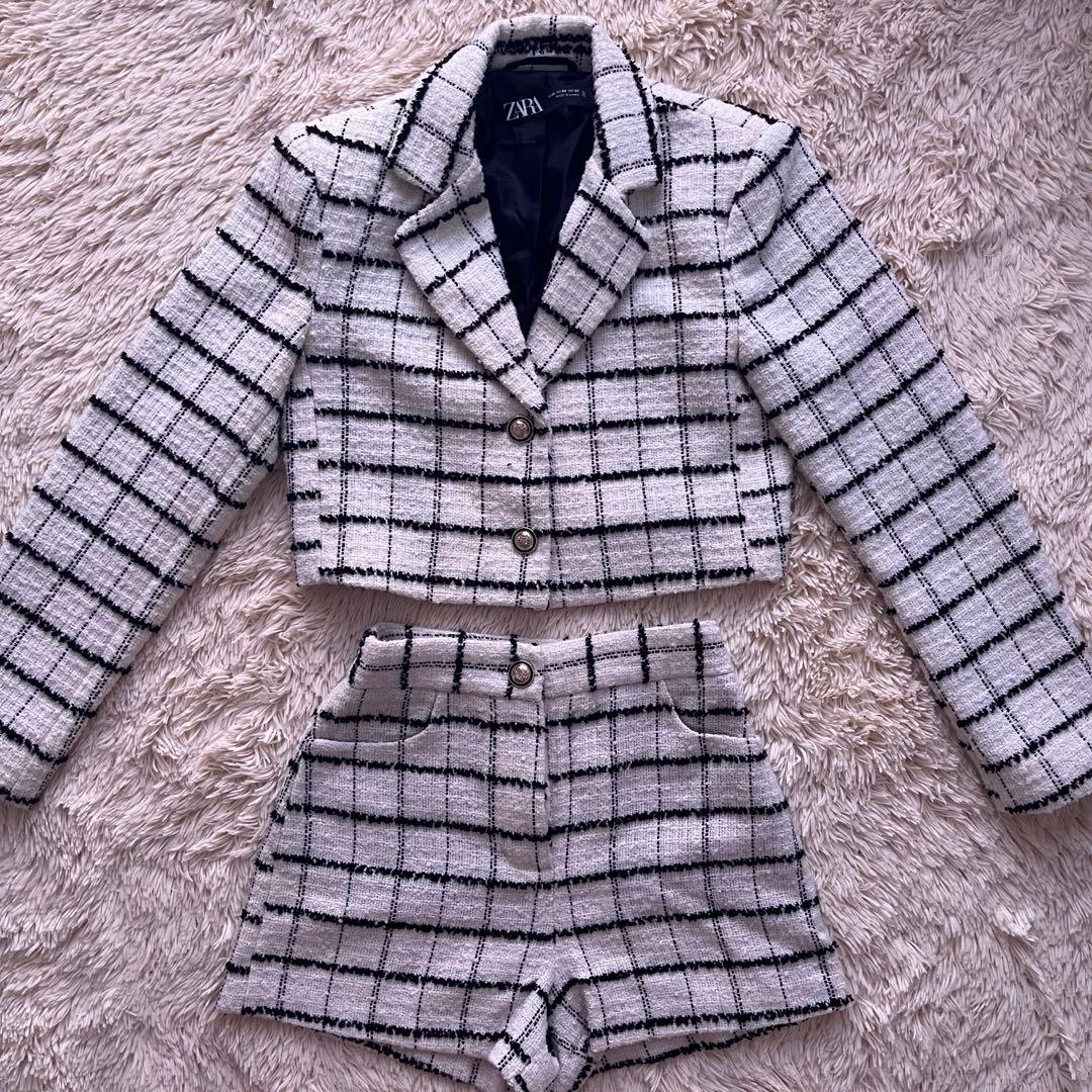 大人気完全完売品】ソンジア 着用ZARA チェック ツイード セットアップ