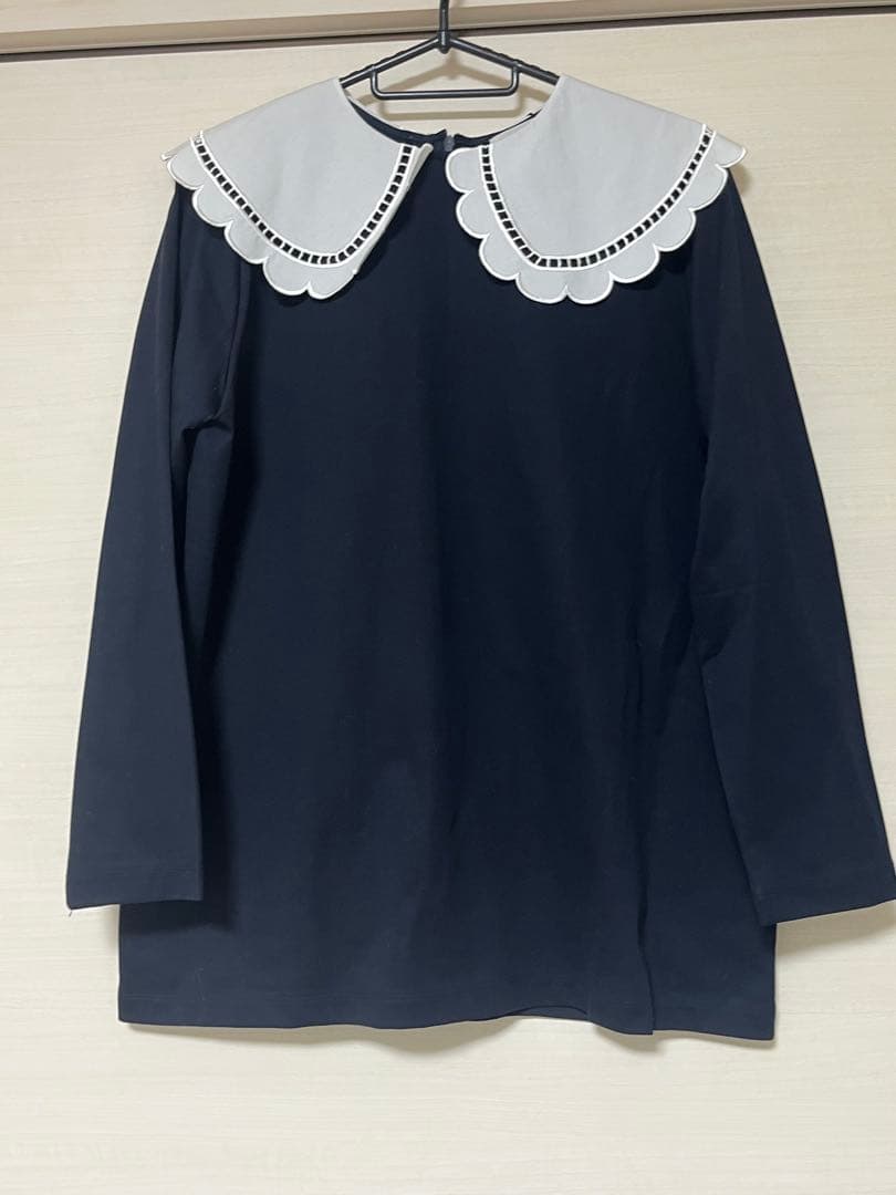 yori スカラップカラーロンtee ネイビー 新品タグ付き 襟付き ロンT