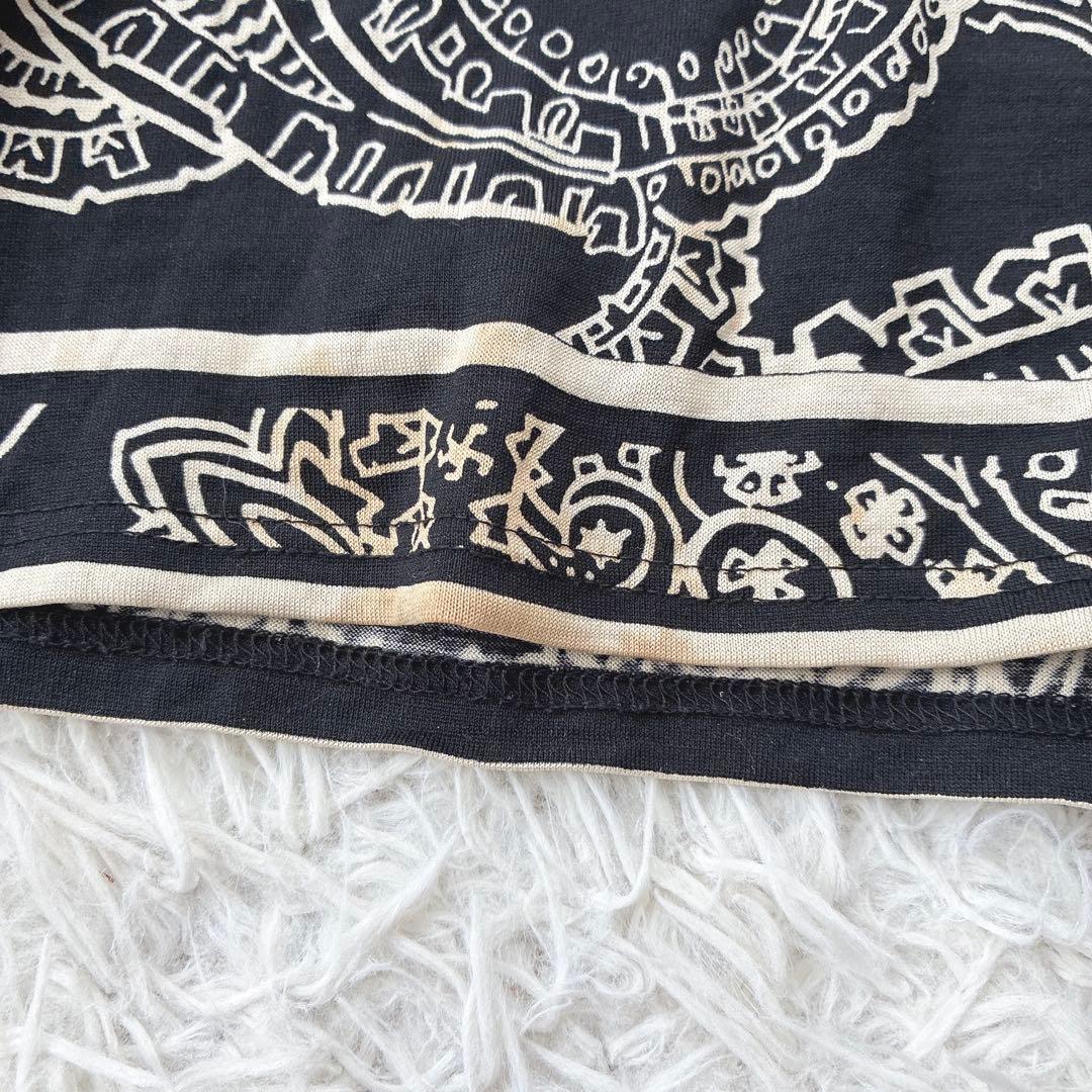 レオナール ウールシルク混 ペイズリー 長袖シャツ ブラウス トリム 黒