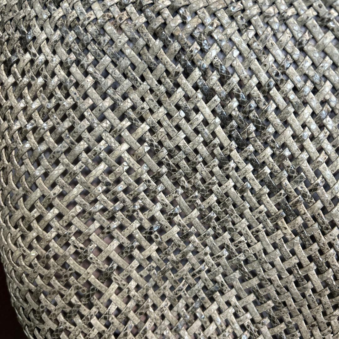 か*ん様 希少品 銀座ヨシノヤ 革編み込みメッシュトートカゴバッグ