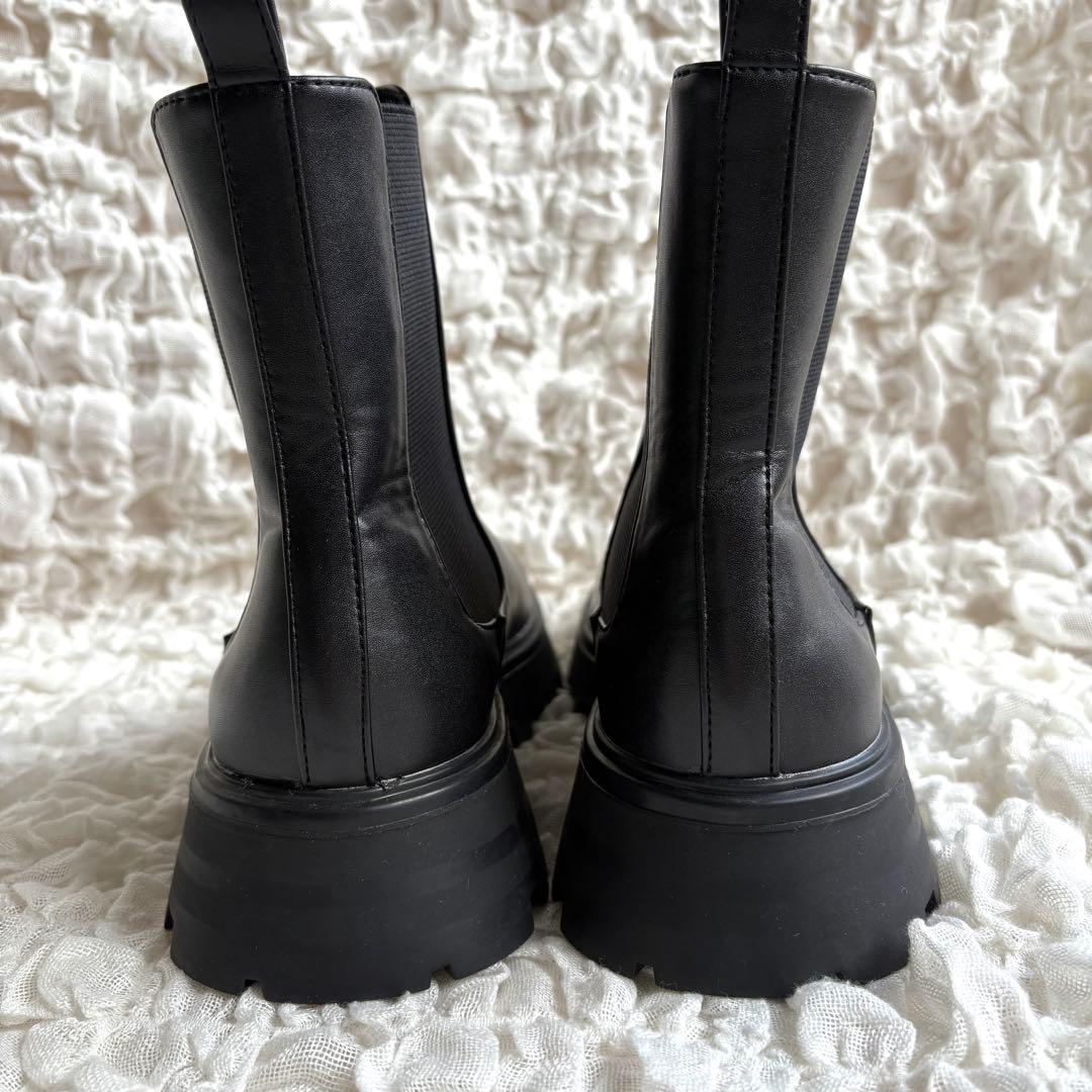 ビューティアンドユース サイドゴアブーツ 晴雨兼用 ブラック 厚底