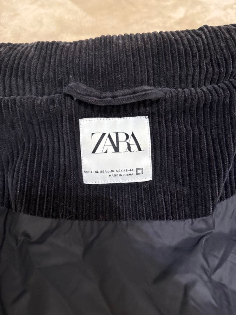Chfhrto1様専用】ZARA コーデュロイ ダウンジャケット ブラック - メルカリ