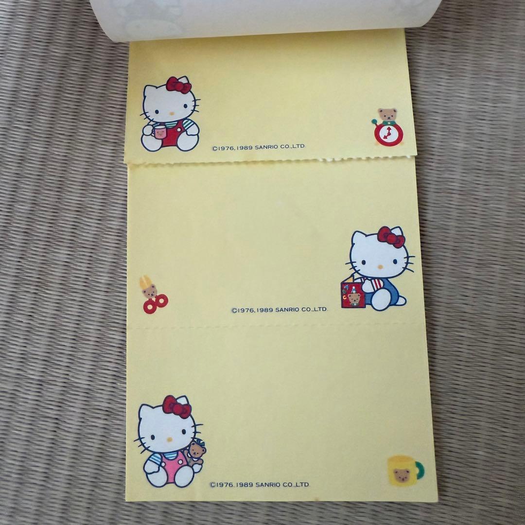 ハローキティ シール付メモ帳 レトロサンリオ旧ロゴ1989 レア日本製