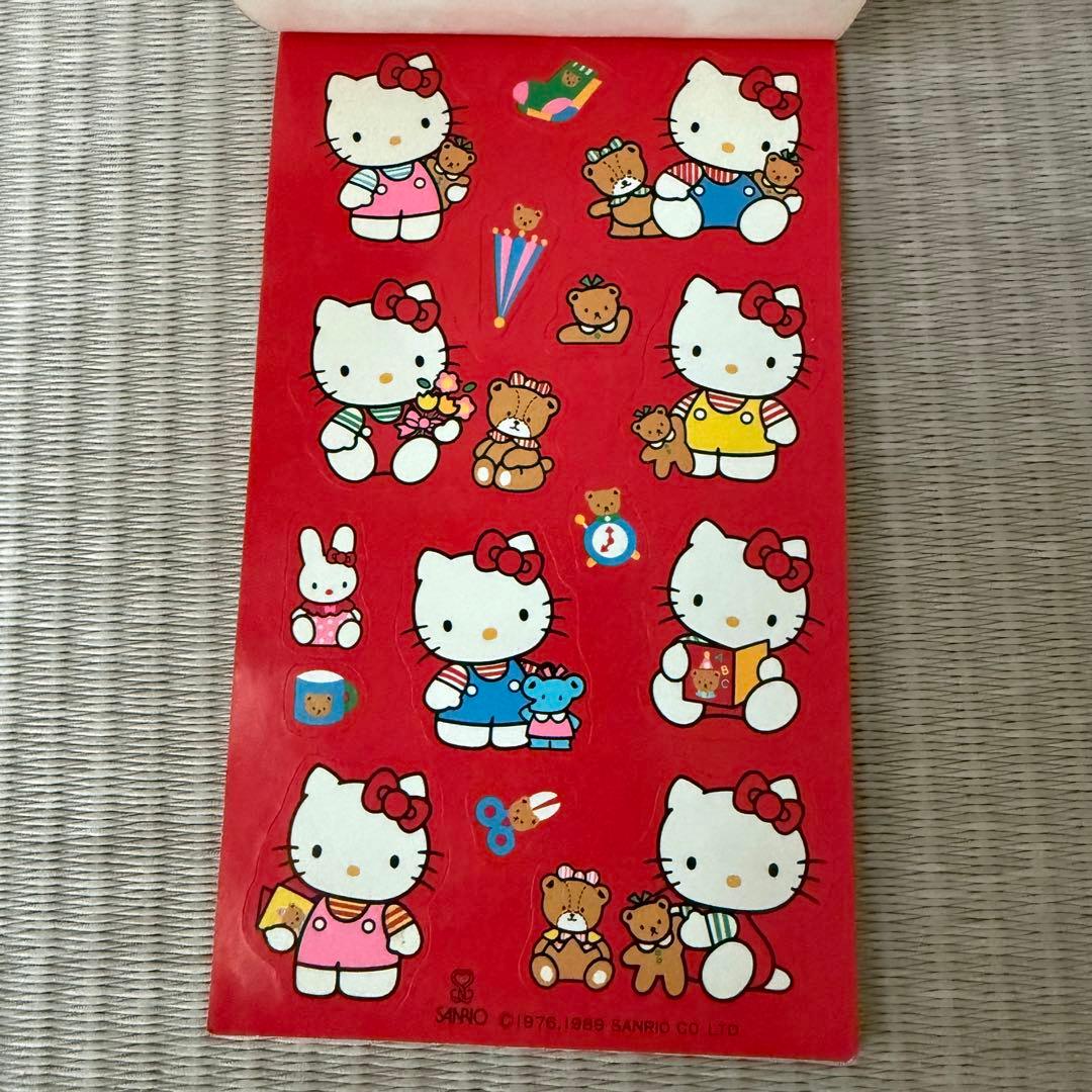 ハローキティ シール付メモ帳 レトロサンリオ旧ロゴ1989 レア日本製