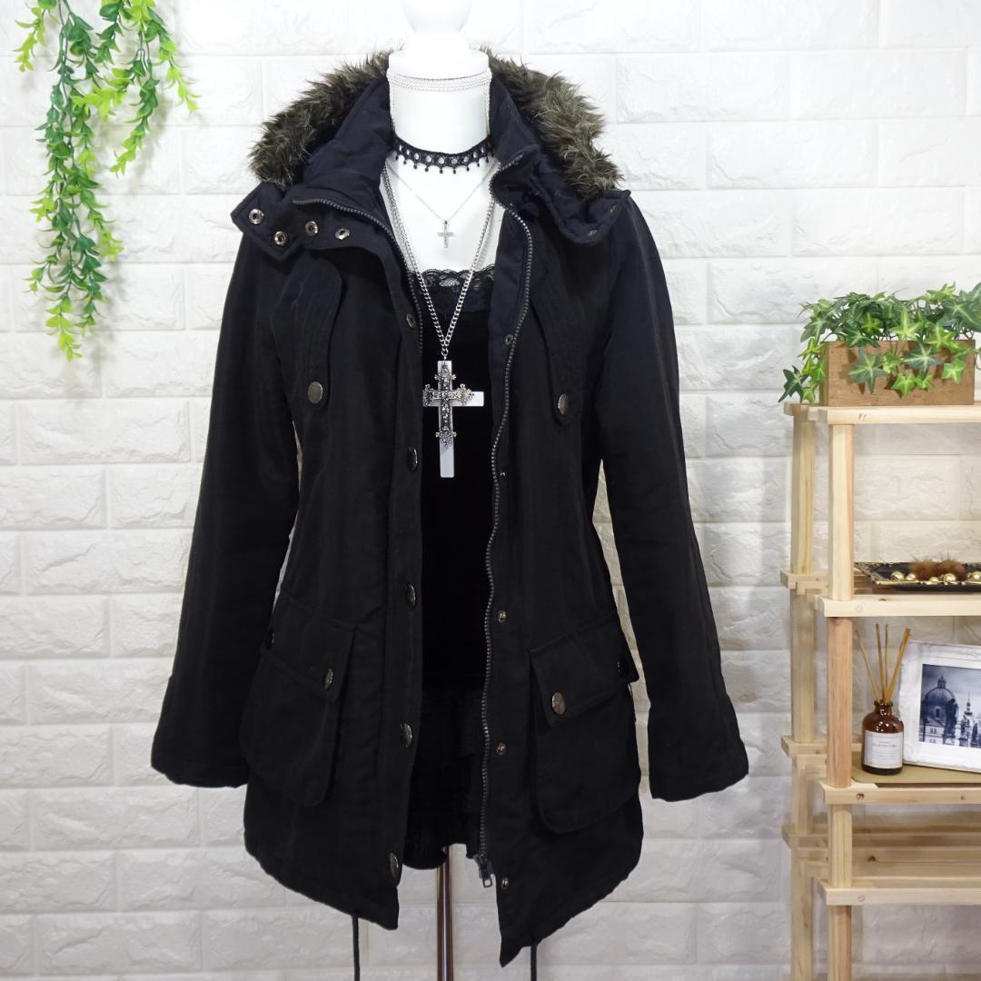 y2k 平成ギャル ギミック グランジ ダークコア ファー付きモッズコート