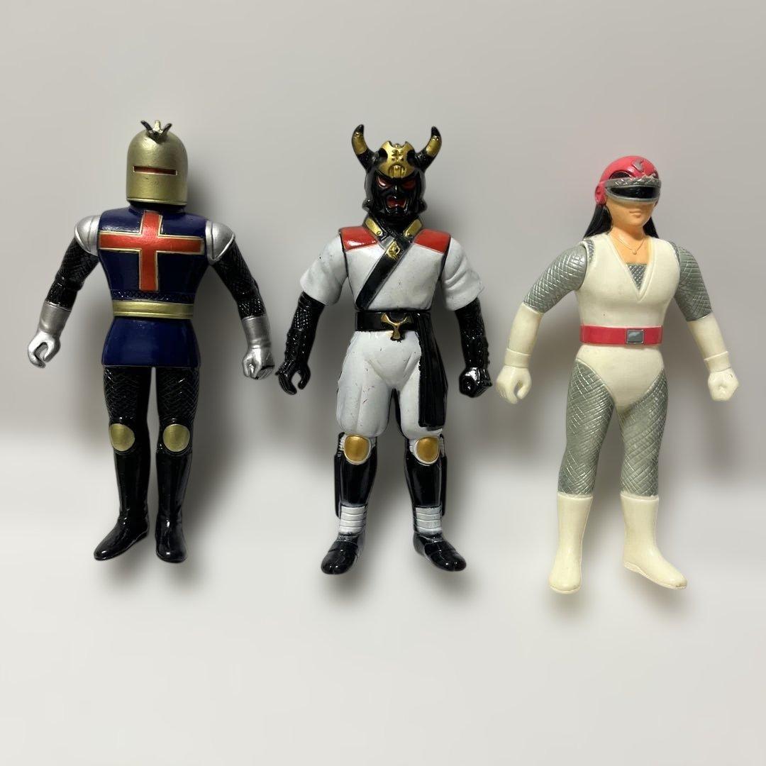 昭和レトロ 世界忍者戦ジライヤ ソフビ 1988年 バンダイ 日本製 3体