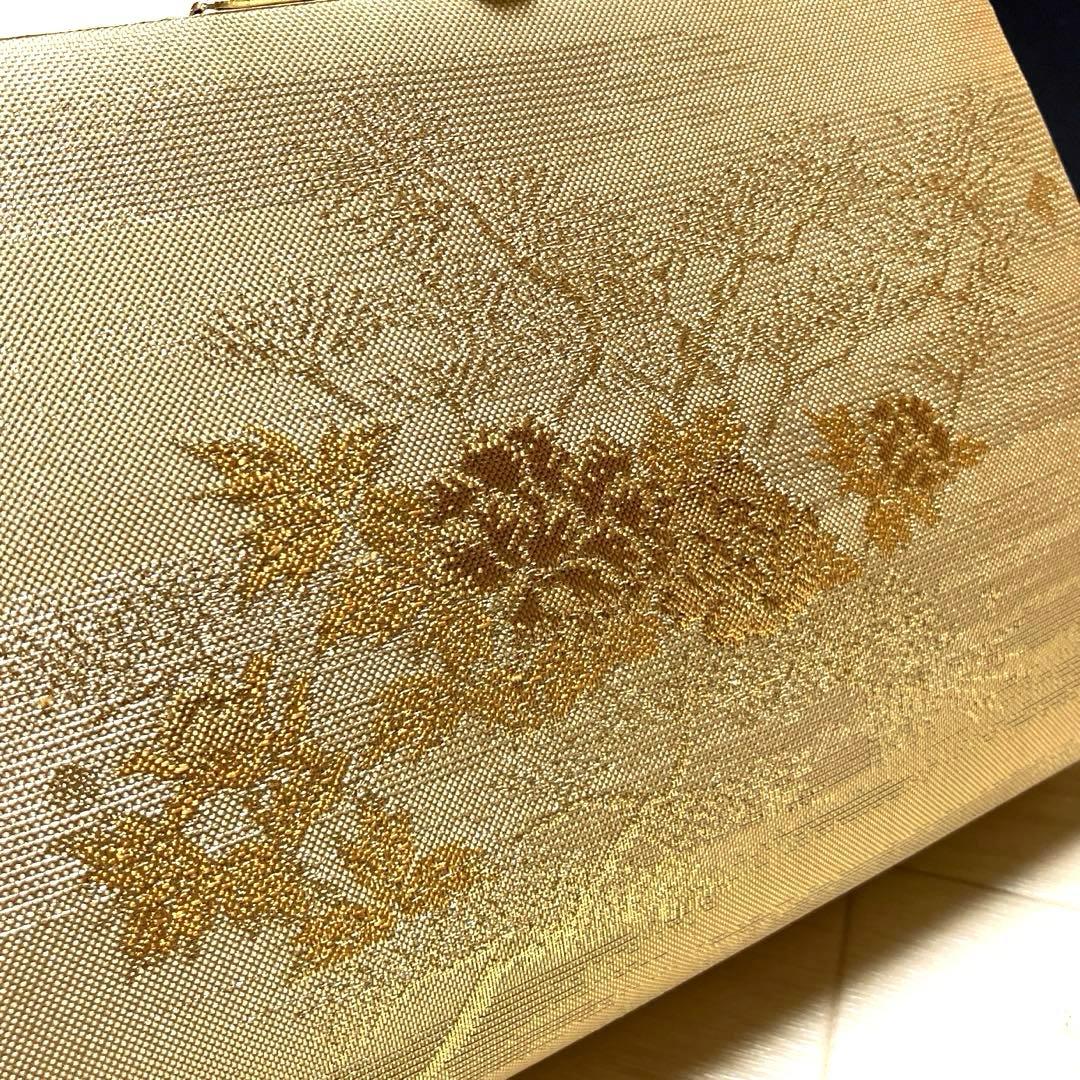 《未使用》佐賀錦　草履バッグセット　東京芝山　正絹　ゴールド　金糸