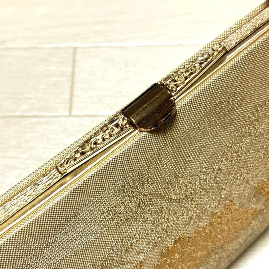 《未使用》佐賀錦　草履バッグセット　東京芝山　正絹　ゴールド　金糸