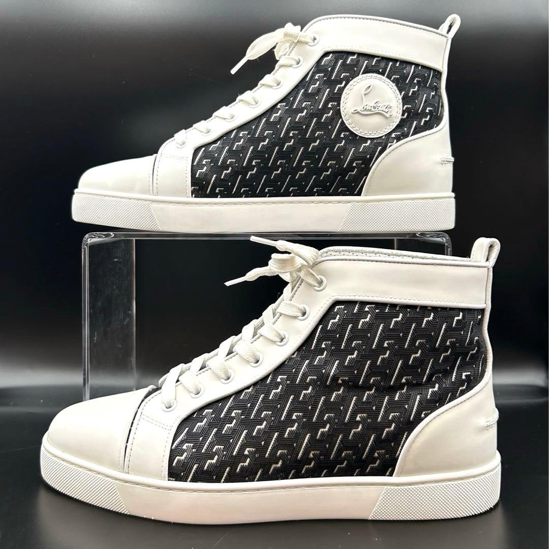 美品】クリスチャンルブタン ハイカットスニーカー メンズ レザー 白