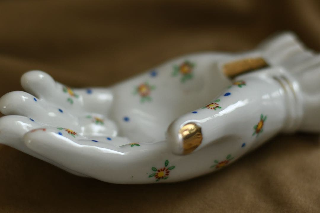 花柄 手形装飾品 ハンドトレイ ヴィンテージ