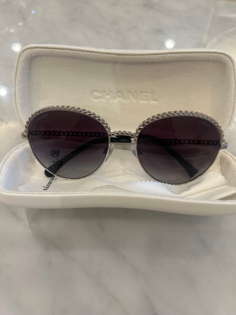 CHANEL サングラス シルバー グレー Used 極上品】シャネル CHANEL サングラス 眼鏡 シルバーテンプル
