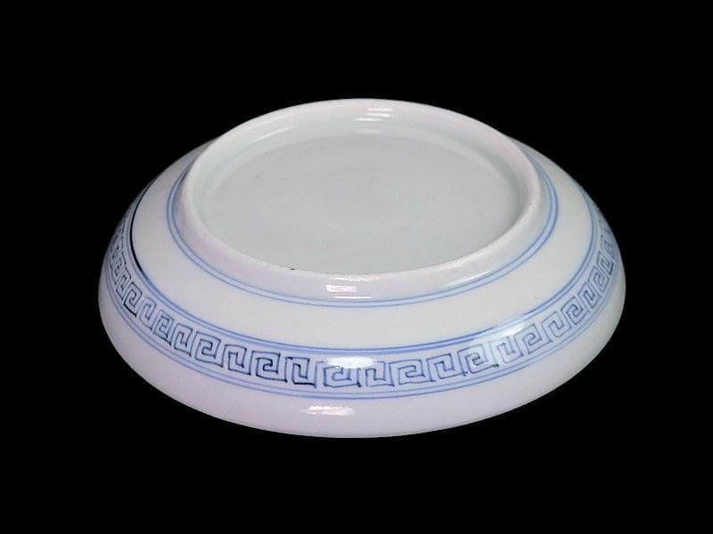 古伊万里 染付 線描き 草花紋の図 3寸半 手塩皿 2枚 E770AS-