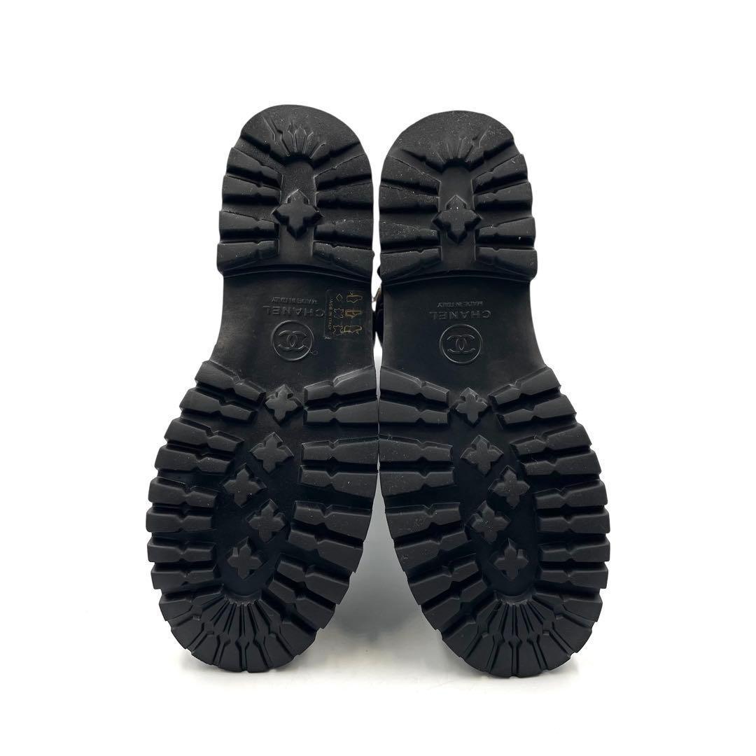 《超美品》シャネル ココマーク ロングブーツ 本革 ブラック ボルド 黒系 39