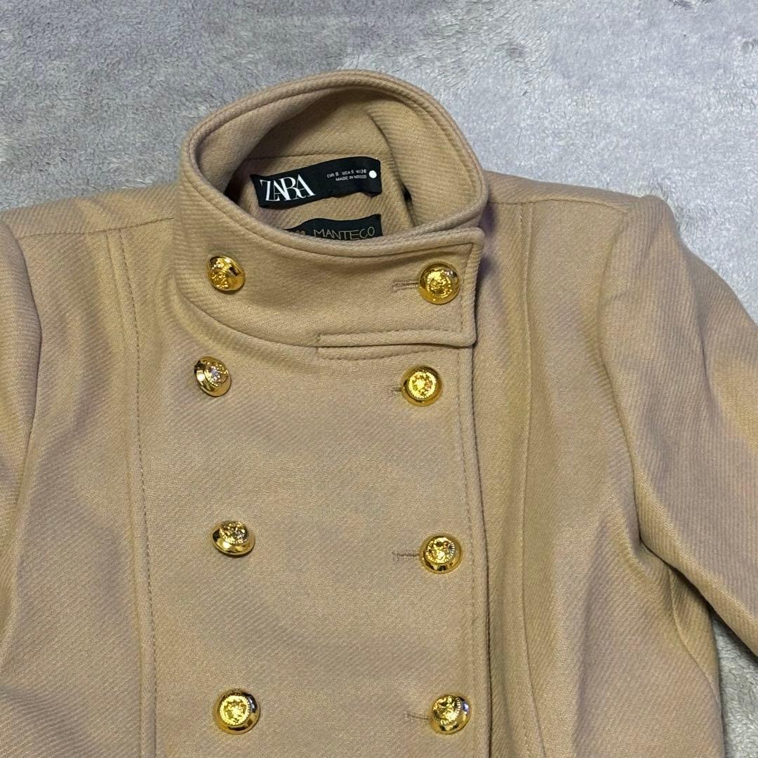 完売品】ZARA ナポレオンコート 金ボタン ウール MANTECO ベージュ