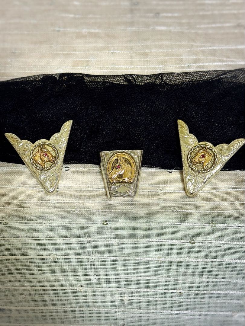 ビンテージ⭐︎ウェスタンカラーチップとスカーフリング3点セット10K&