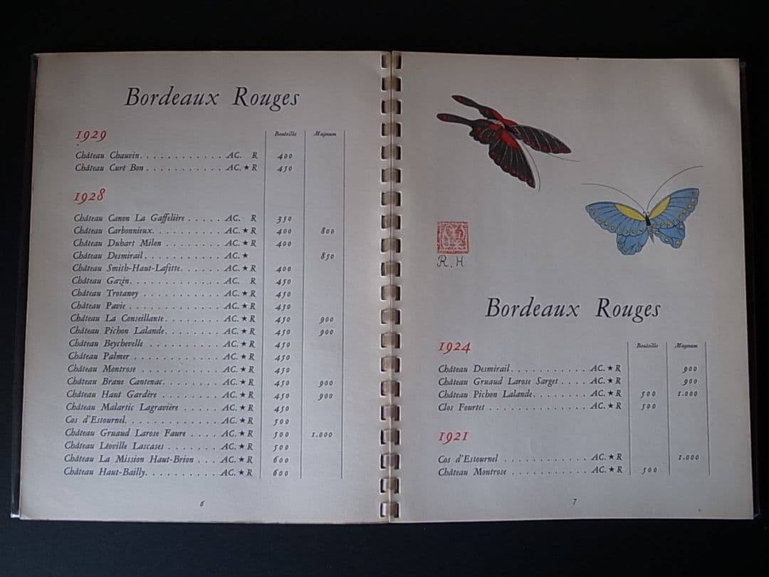 PARISのNICOLAS社。フランス のワインリスト。 1928-1945 - メルカリ