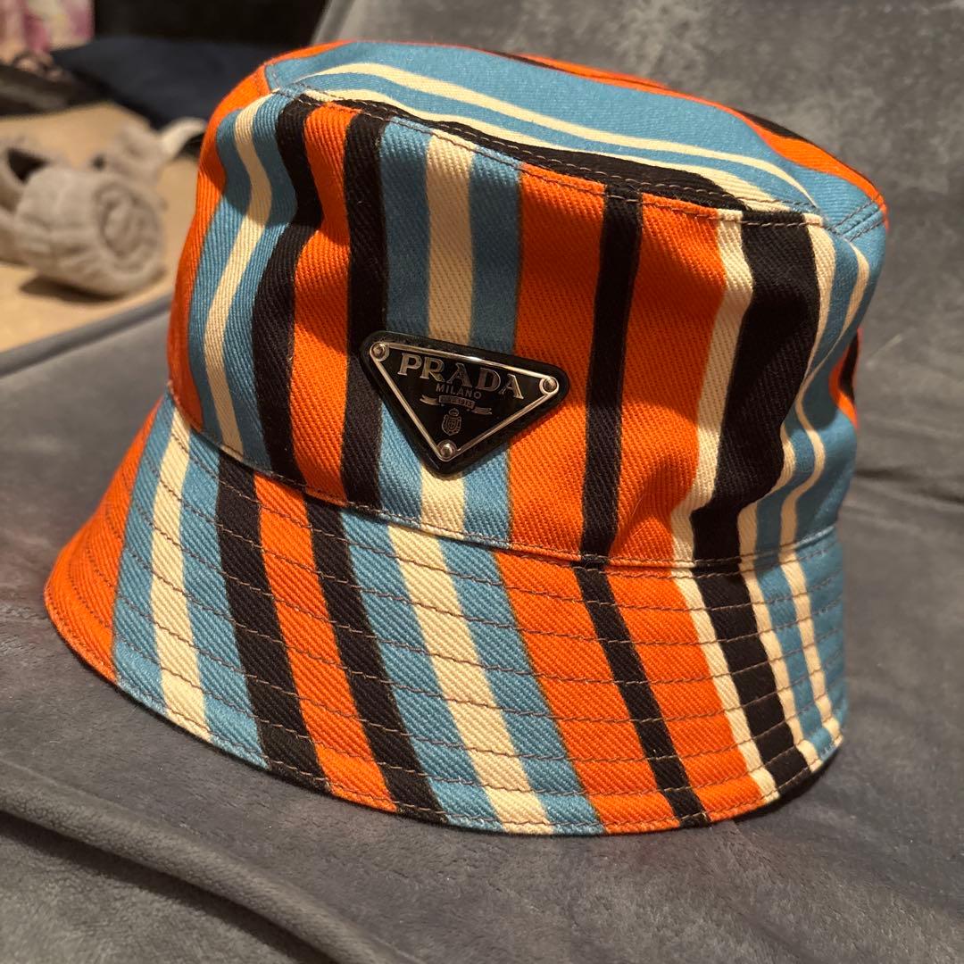 PRADA ストライプ バケットハット M - メルカリ